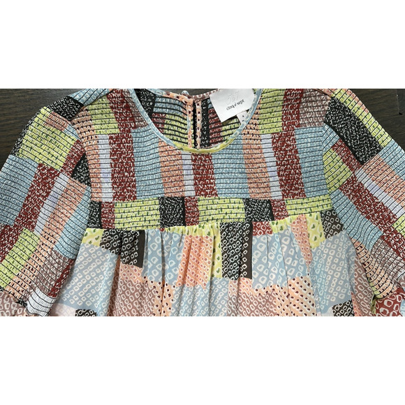 Cinq a Sept Patchwork‎ Billowed Sleeve Rika Dress Tiered Boho Festival Prairie 4 - Picture 6 of 6